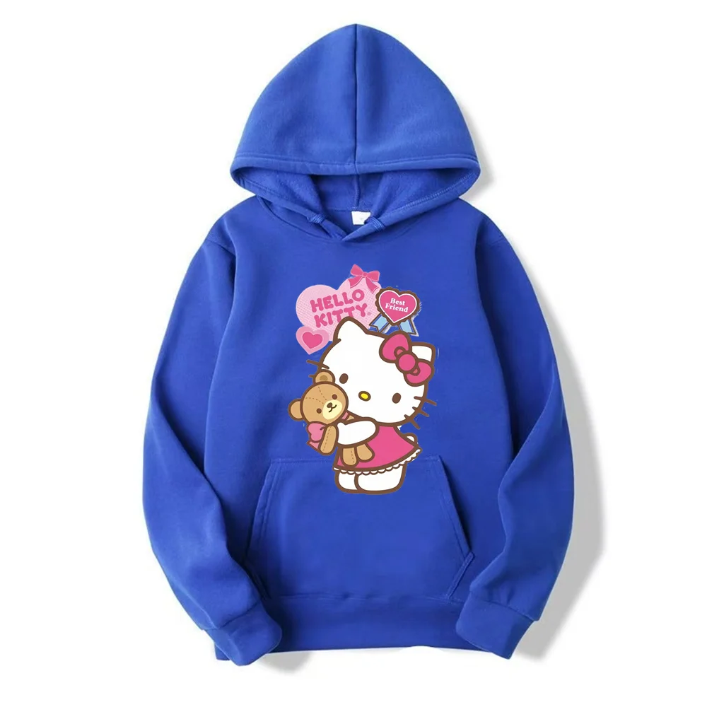 2024 New Fashion Women Hoodie Hello Kitty Hoodies Spring Autumn Pink Hoodie Sweatshirt Clothes Tops Clothing Oversized Pullover