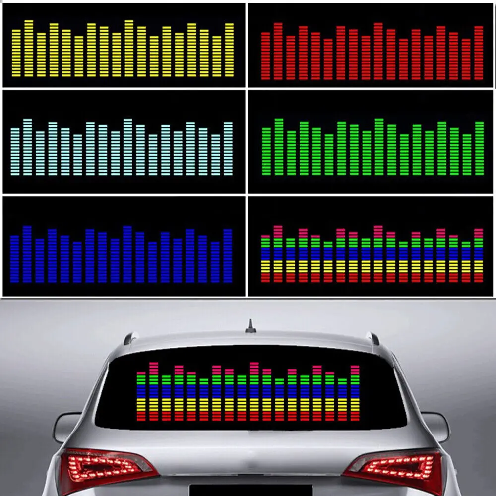 90x25CM Car Rear Window LED Music Rhythm Flash Light Sound Activated Equalizer Lamp Kit