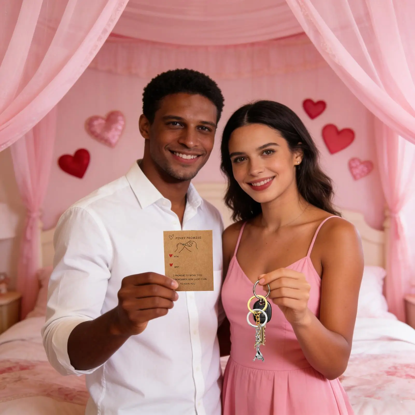 Valentine's Day Keychain Modern Charm Collectible Hand-In-Hand Valentine's Day Keychains For Him Her Boyfriend Husband Wife
