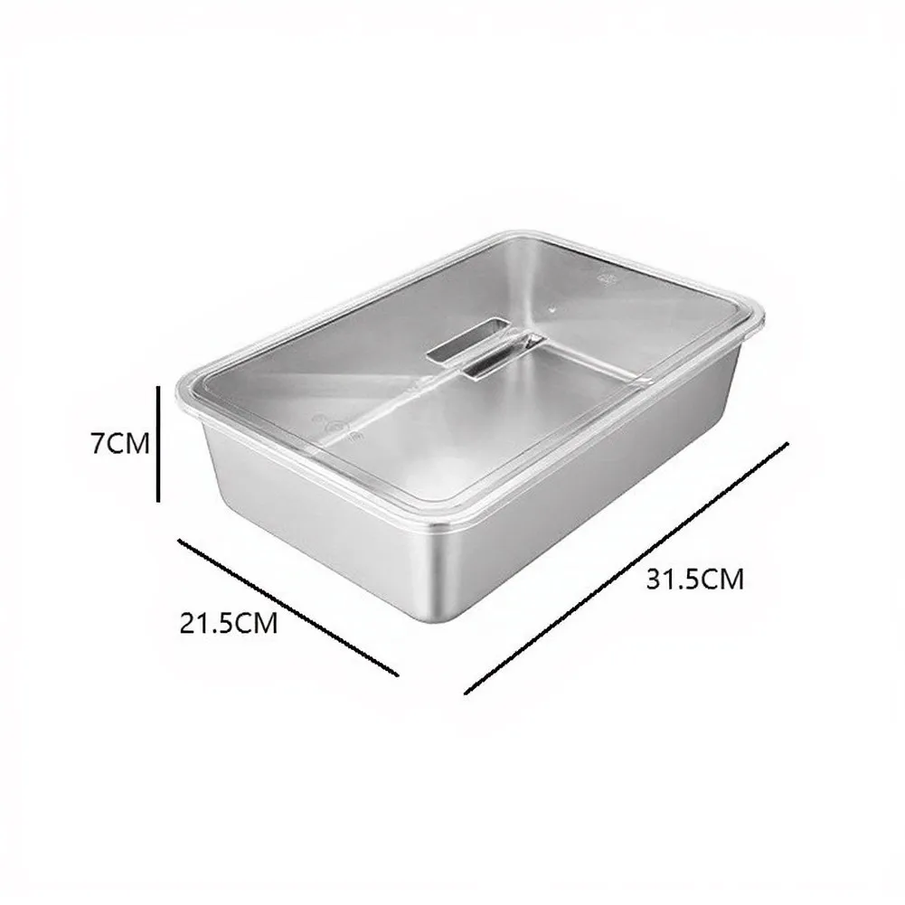 Rectangular Food Storage Solution Kitchen 32*22*7CM Stainless Steel Container Hygienic Material Space Saving Shape