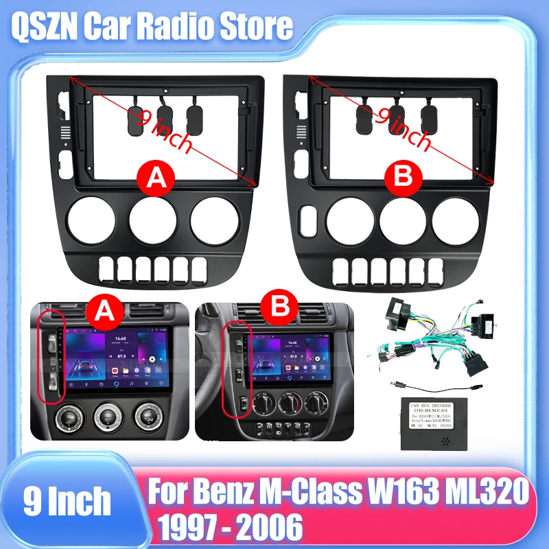 For Benz M-Class W163 ML320 1997-2006 2Din Car Radio Fascia Stereo Frame Plate Adapter Mounting Dash Installation Bezel Trim Kit