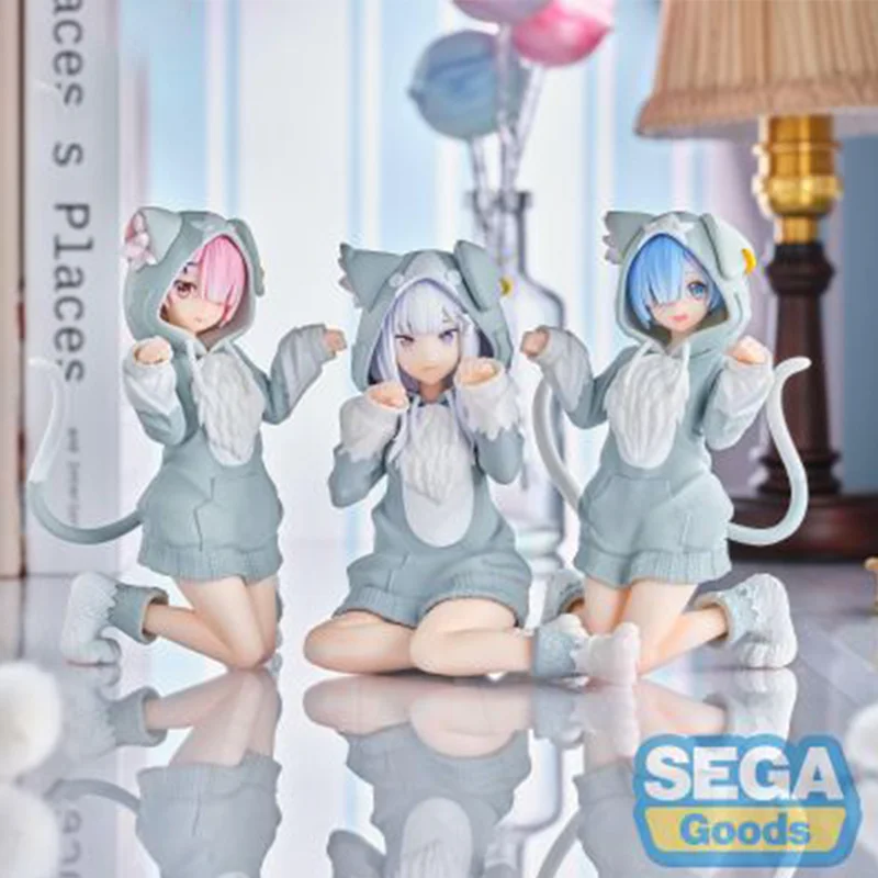 

【100%original】SEGA Re: Life in Another World From Scratch Yumemirize "Ram" Rem Emilya~Furry Parker Outfit Garage Kit Gifts Toys