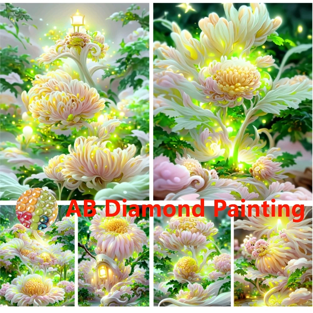 AB DIY Diamond Painting Flowers Picture Of Rhinestone Diamond Embroidery Chrysanthemum Needlework New Arrivals Home Decor