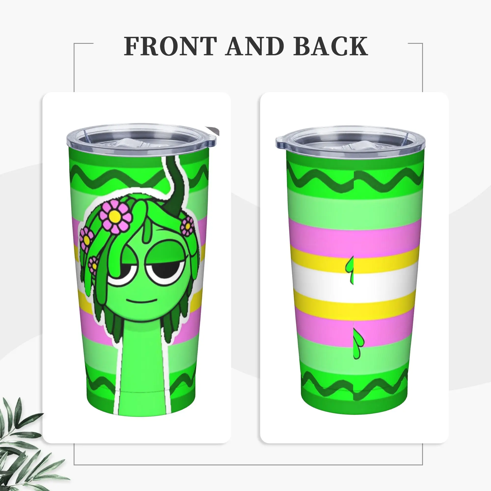 Sprunki Cartoon Anime Tumbler Vacuum Insulated  Thermal Cup with Lid Straw Double Wall Mugs Water Bottle