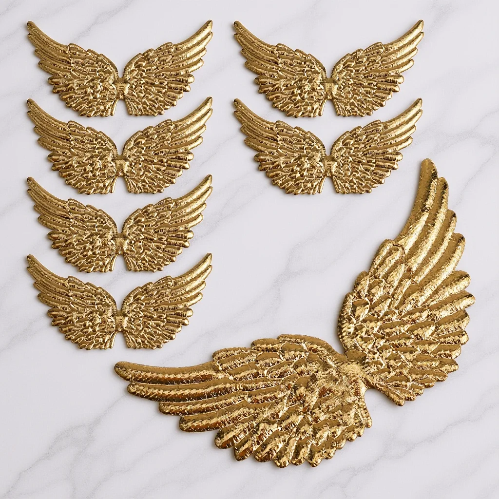 

12Pcs Golden Mini Wing Decor for DIY Accessories Creative Craft Ornament Angel Wings Patch for Hair Bows Bags Coats