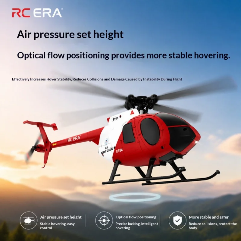 RC ERA C184 Four-Way Single Propeller Helicopter No Flaps Fixed-Altitude Version with Optical Flow Positioning Realistic RC Heli
