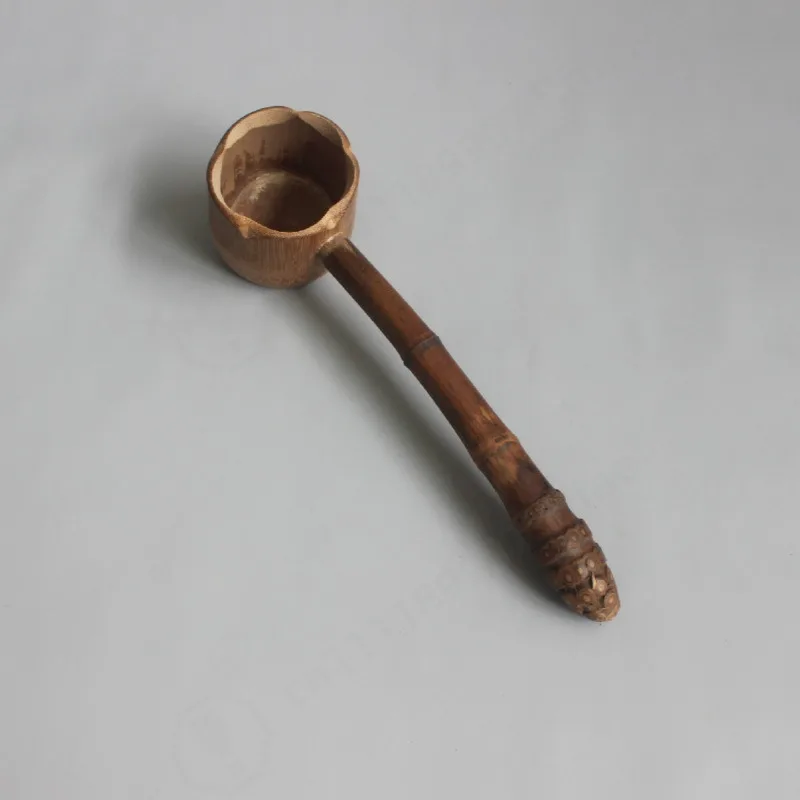 Natural Short Handle Bamboo Tea Scoop Vintage Wooden Dipper Tea Spoon for Tea Water Wine Ladling Handmade Eco Friendly