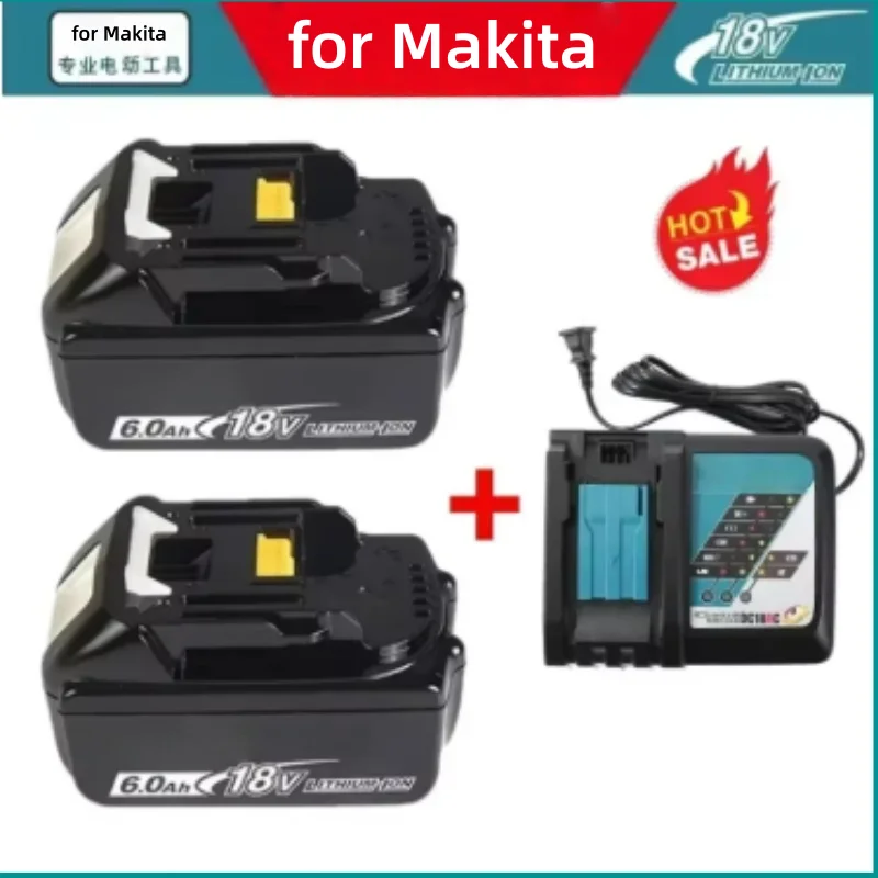 FOR  Makita 18V battery 6.0AH rechargeable battery, FOR Makita 18V charger BL1860B BL1830B power tool battery