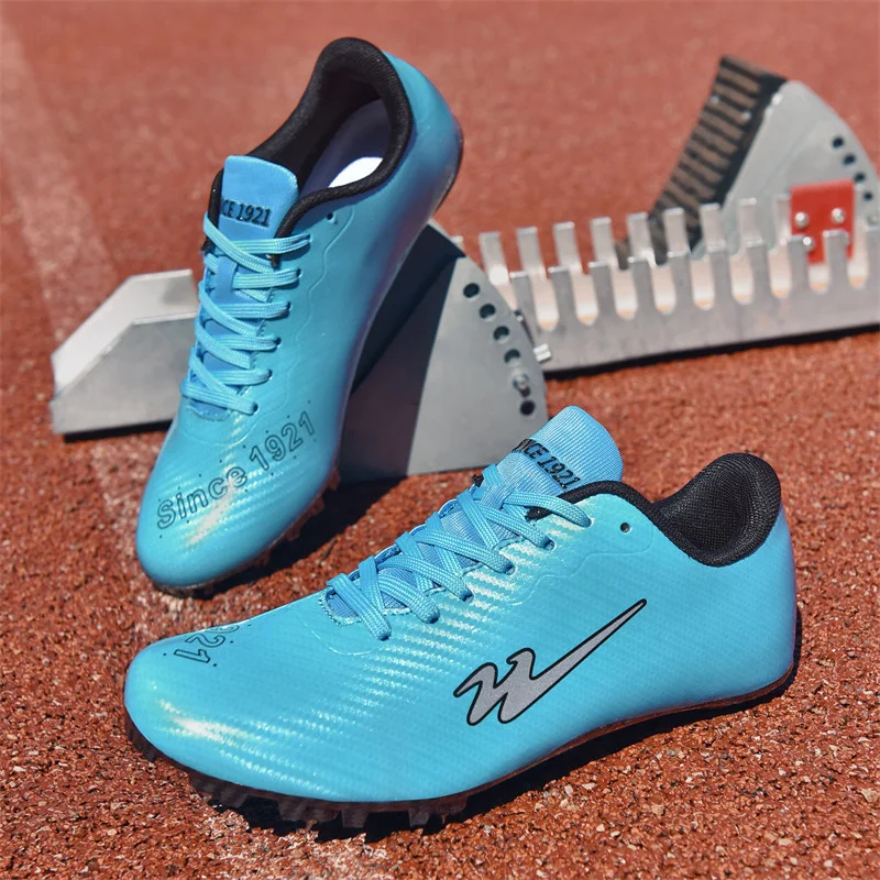 

New Blue Men Nail Shoes for Athletics Middle Short Distance Spike Running Shoes Outdoor Match Sneakers Nails Athletics Men's