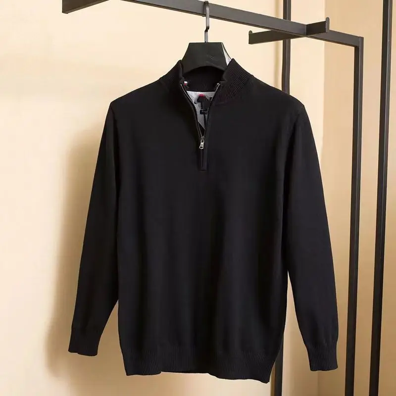 

Men's Knitted Sweater f Zipper Thin Busin Sle Stand Collar Casual Outerwear Polyester Fiber Long Sve Ciwalk