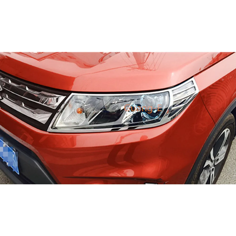 For Suzuki Vitara 2016 2017 2018 2019 2020 Car Front Head Light Lamp Detector Frame Stick ABS Chrome Trim Cover Molding Part