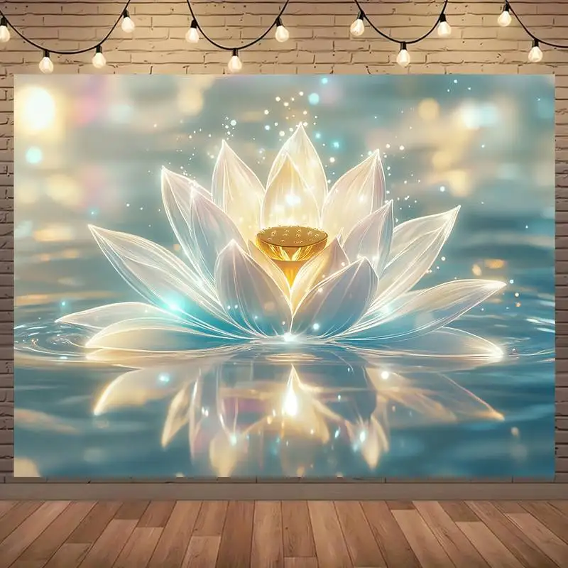 

Luminous Lotus Flower Tapestry - Serene Glowing Water Lily Wall Hanging for Spiritual Home Decor