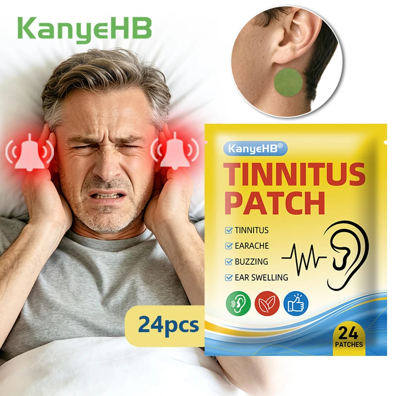 24pcs=1bag Tinnitus Relief Patches Ear Buzzing Sound Earache Medical Tinnitus Acupoint Plaster Hearing Loss Ears Healthcare W063
