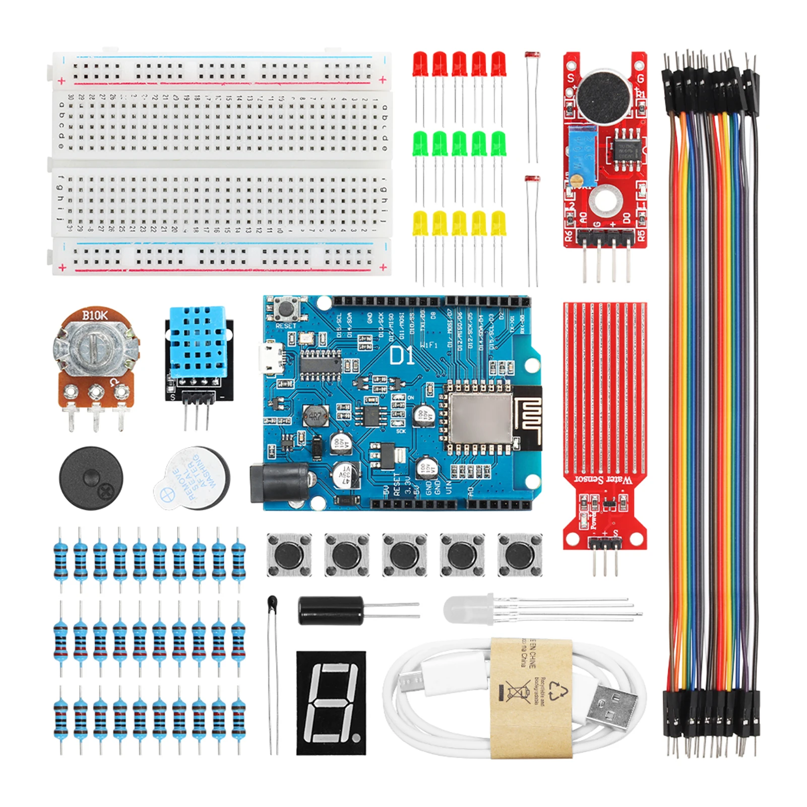 Basic Starter Kit for Arduino Programming D1ESP8266 WiFi R3 Component DIY Electronics Kit Educational Complete Sets