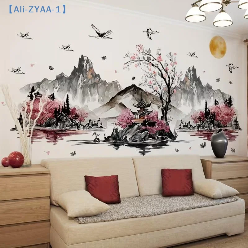 【ZYAA-1】Creative Ink Painting Realistic Landscape Wall Stickers, Home Decoration And Beautification Stickers, Self-adhesive
