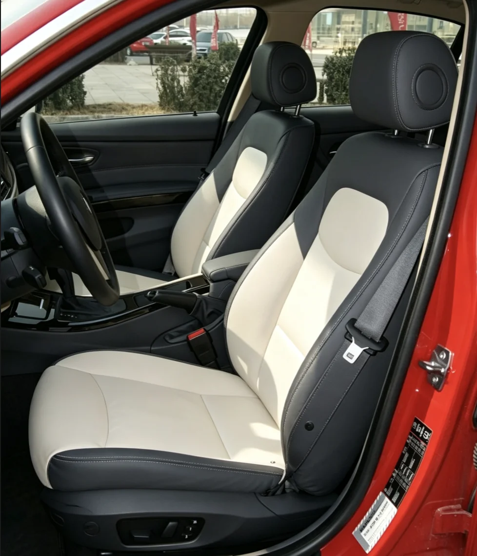 Für BMW E90 2005~2012 Maßgefertigte Autositzbezüge Luxuriöses Nappaleder 100% Passgenau Innenausstattung 360 ° Vollständige Abdeckung – Detail 8