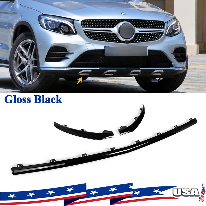 

Для Mercedes-Benz GLC-класса W253: накладки на передний бампер, молдинги для GLC250, GLC300, 2016-2019, 2538855400, глянцевый черный