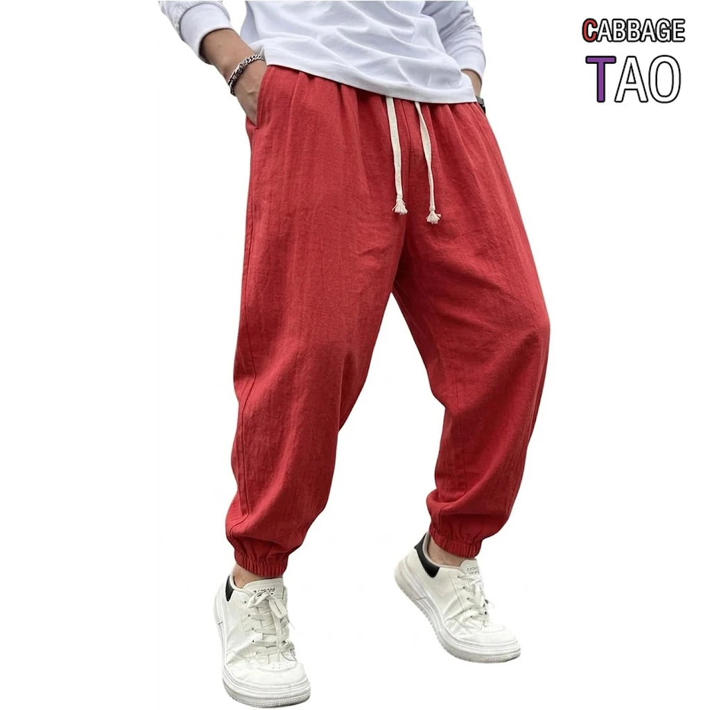 Pantalones Harem de Algodón y Lino para Hombre, Pantalones Deportivos Casuales, Holgados, para Yoga, Gimnasio, Senderismo y Uso Diario