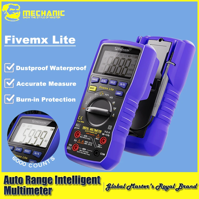 

【МECHANIC】 Fivemx Lite ‌ Мультиметр DMM с автоматическим диапазоном | Высокая точность, защита от перегрузки, класс IP67 | Профессиональный инструмент для безопасного использования ‌