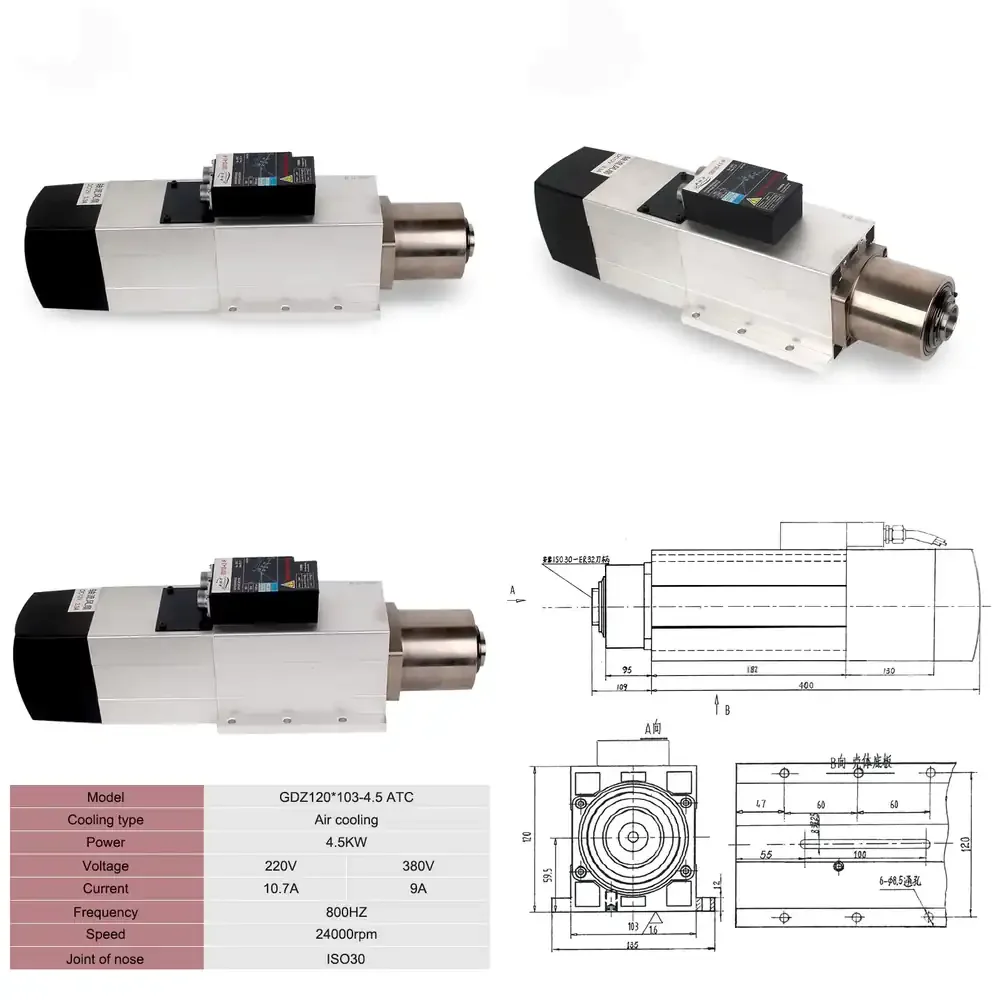 

High Quality 4.5kW ATC Spindle Motor ISO30 24000RPM with Air Cooling 380V-Core and Premium Bearing for Machine Tools