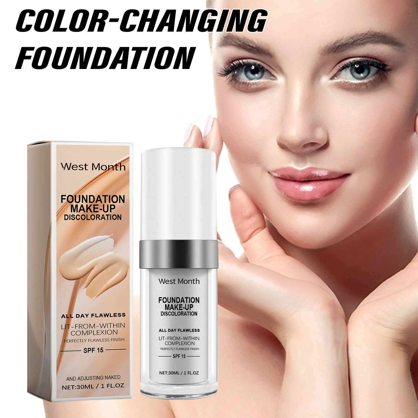 Temperature Adapting Foundation Long Lasting Waterproof Hydrating Color Changing Auto Skin Tone Matching Natural Coverage