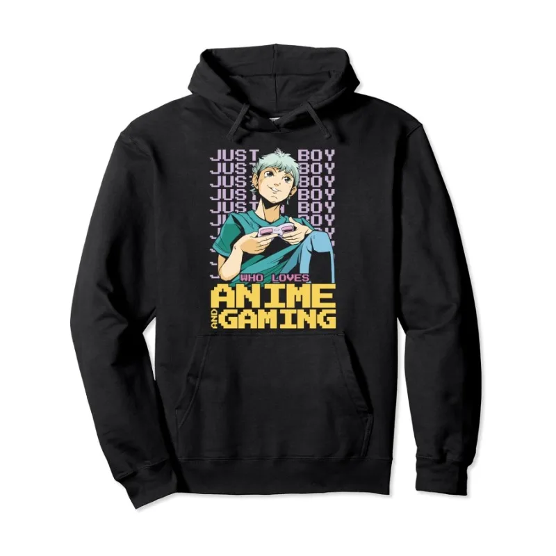 

Anime Gaming Otaku Men Hoodies Character Pattern Print Casual Pocket Sweatshirt Outdoor Sports Autumn Winter Fashion Versatile