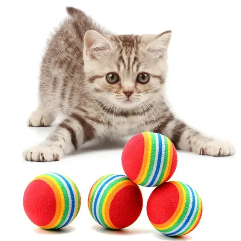 

Rainbow Cat Toy Balls EVA Foam Interactive Indoor Kittens Favorite Toys Balls Bulk Activity Chase Quiet Play Sponge Ball