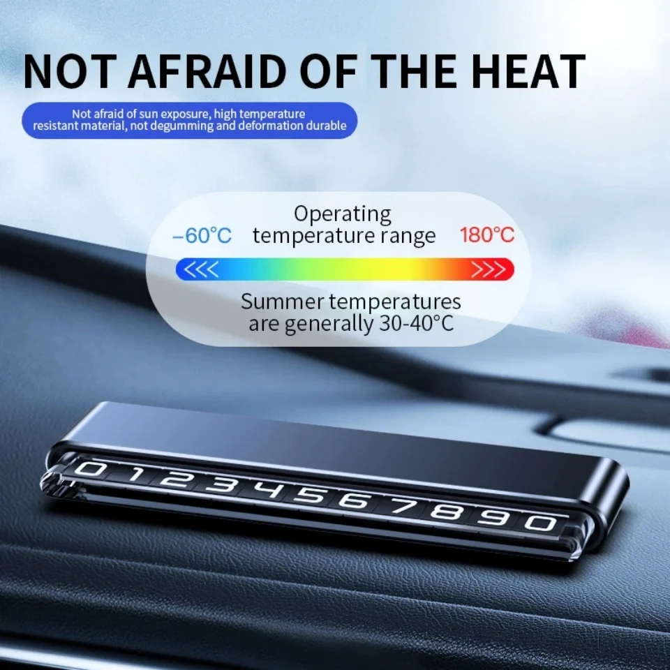 Metal Car Rotate Phone Number Plate Temporary Parking Card Aluminum Stickers Park Stop In Car-styling Auto Accessories