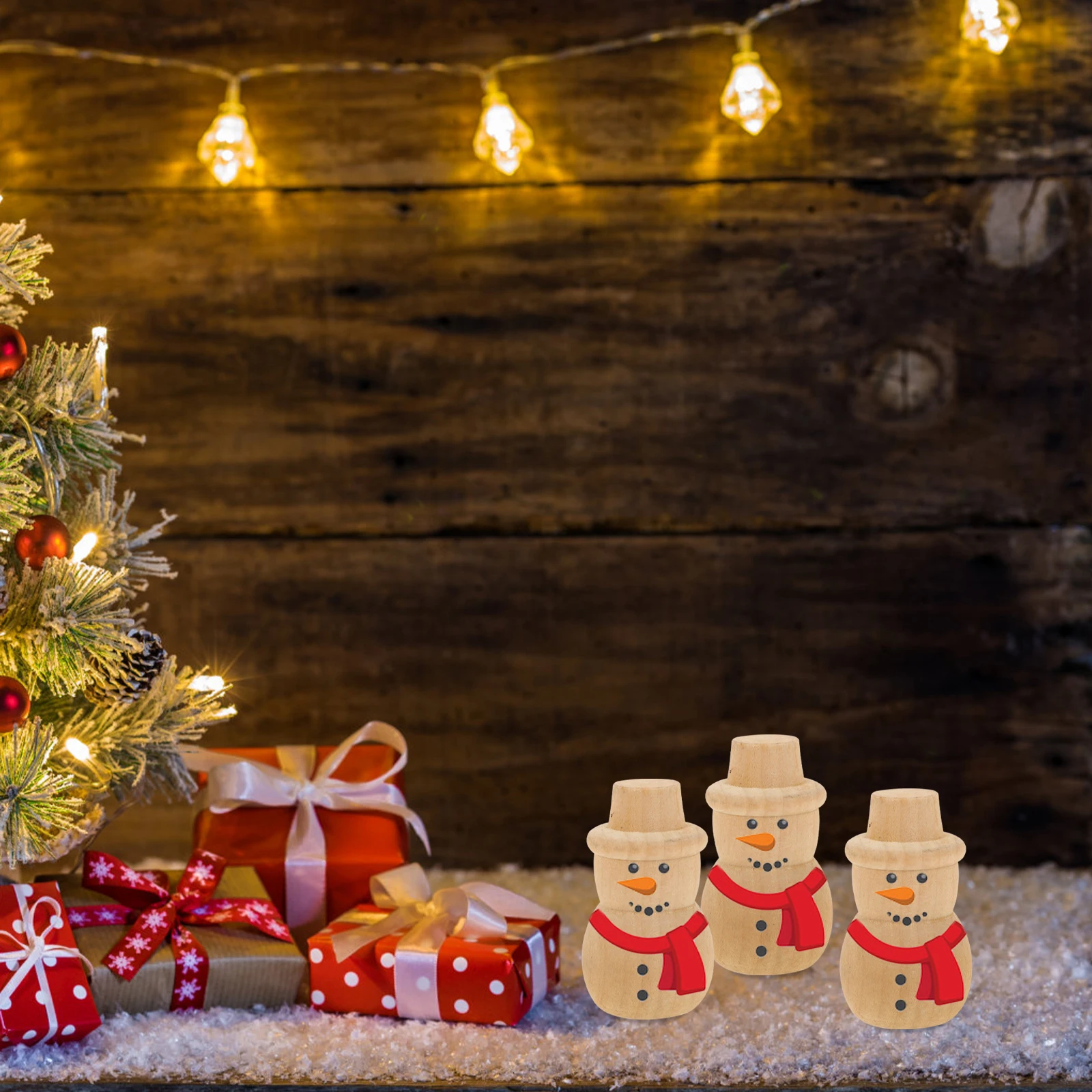 

10pcs Wooden Snowman naments DIY Crafts Kids Xmas Decorations Smooth Surface Durable Art Projects Educational Toys Cultivate