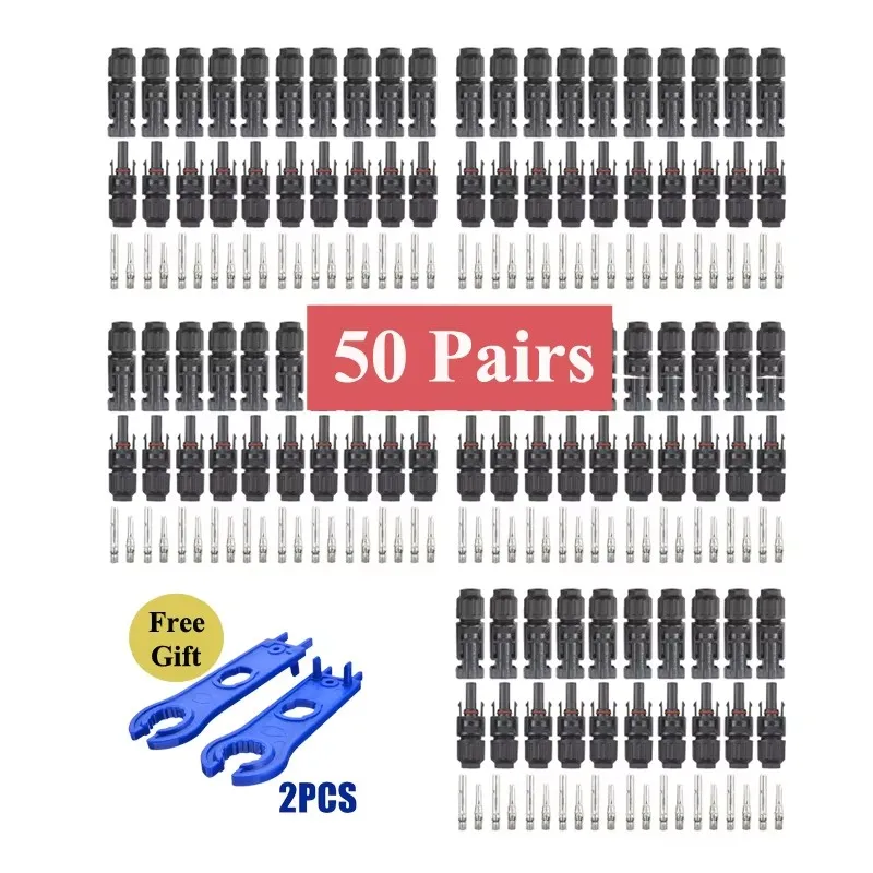 Solar PV Wire Connector 5/10/20/30/50/100 Pairs Solar Panel Connector 1000Vdc 30A Kit for PV/MC Cable 2.5/4/6mm2 Waterproof Plug