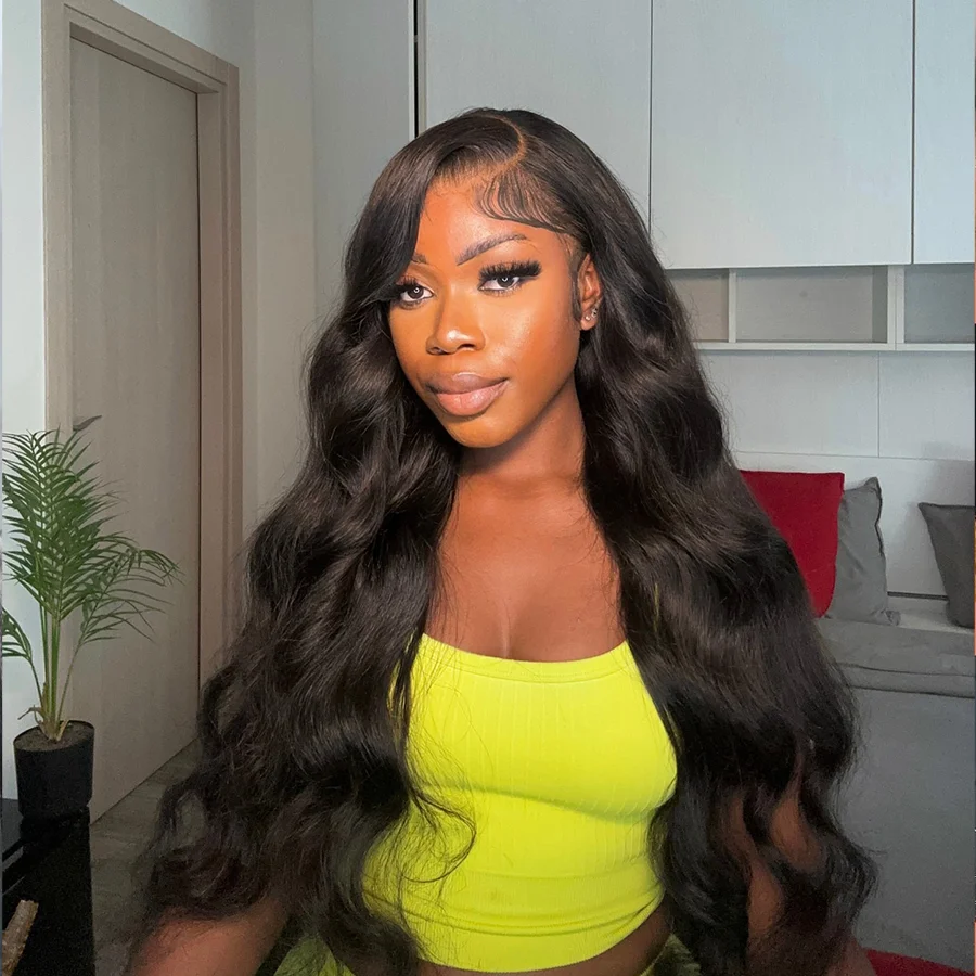

42-дюймовый парик с прозрачной HD-основой 13x6, с эффектом естественной волны, предварительно выщипанный, с ресничками, из натуральных волос, для чернокожих женщин