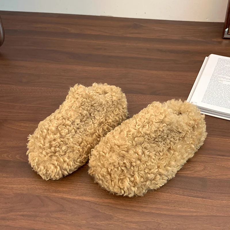 

Winter Womens Slippers Fashion Casual Cotton Slippers Winter Fluffy Slippers Plush Warm Winter Slides Comfort Home Cotton Slides