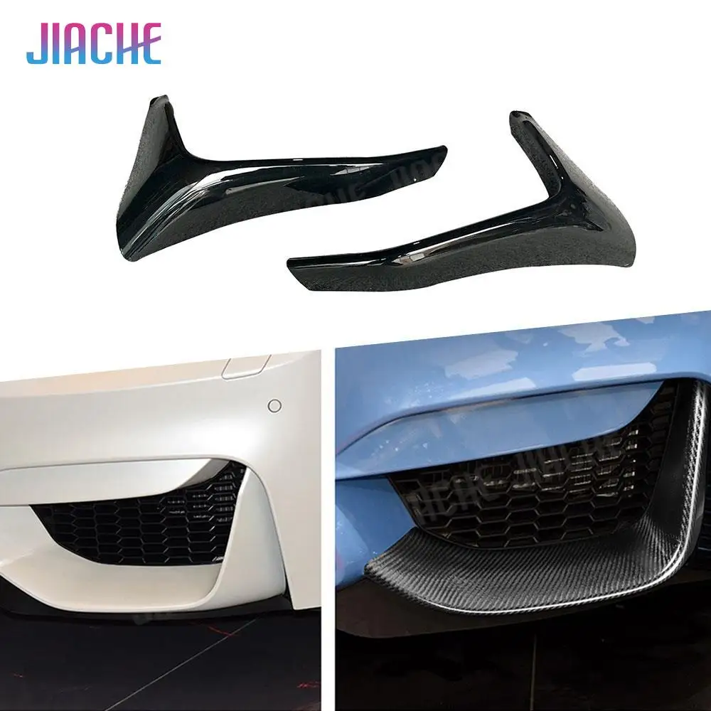 

Carbon Fiber Look Front Bumper Spoiler Splitters Aprons for BMW 3 4 Series F80 M3 F82 F83 M4 2014 - 2019 ABS Gloss black