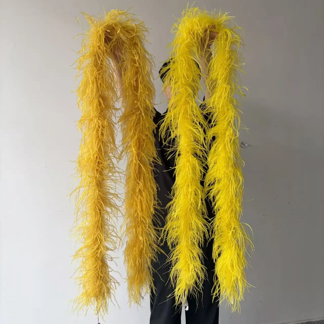 Golden Yellow Ostrich Feather Boa 2 3 4 6 10 Ply 2M Soft Bridal Shawl Scarf for Wedding Bridesmaid Party Gown Dress Decoration