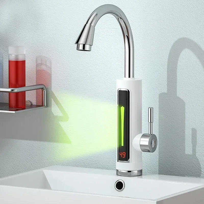 Calentador de agua eléctrico instantáneo para el hogar, grifo de 3300W, calentador de agua instantáneo para baño, luz LED con pantalla de temperatura de 220V