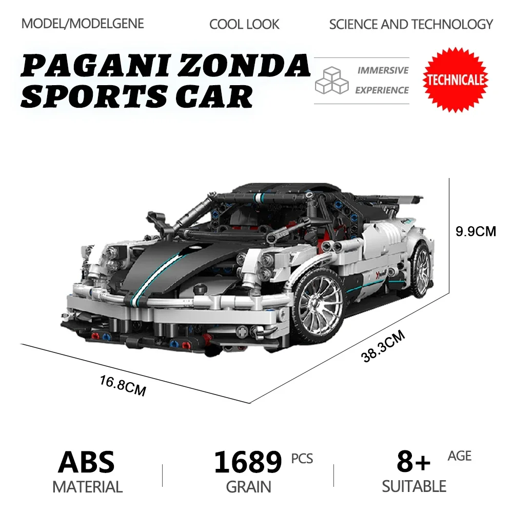 Technical 1:14 Sport Car Pagani Zonda Supercar Model Building Blocks High-Tech City GT Racing vehicle Bricks Toys For Kids Gifts