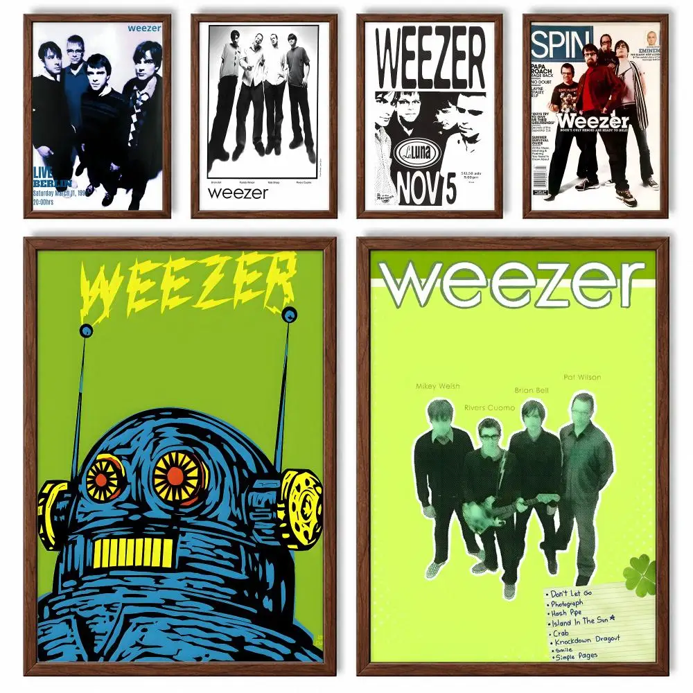 Alternative Rock Band Weezer Poster Self-adhesive Waterproof Paper Sticker Art Coffee House Bar Room Wall Decor