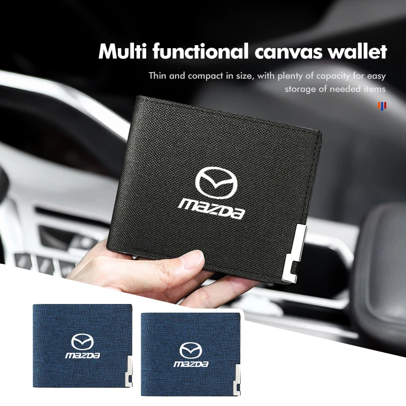 For Mazda Car Men's Canvas Wallet Credit Card Holder Storage Coin Purse 6 3 5 2 CX5 CX7 323 Demio Axela Atenza CX9 MX3