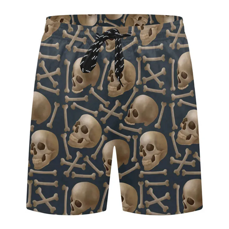 Pantalones cortos con estampado 3D de calavera para hombre, Shorts deportivos con personalidad, estilo gótico, Unisex