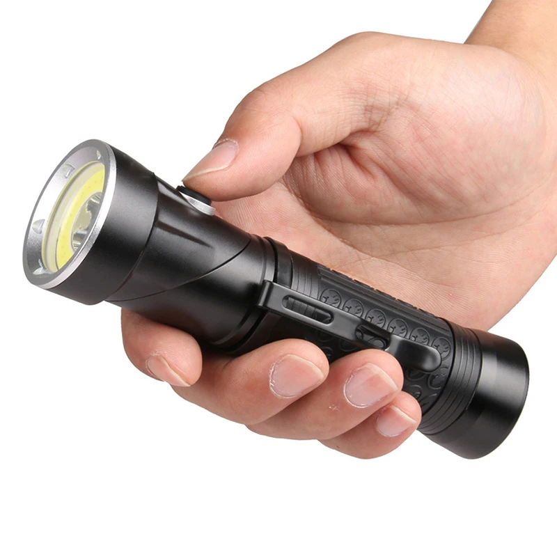 T6+COB 90 Degree Rotating Working Flashlight Powerful LED Torches Lamp Portable White/Red Light Flashlights For Outdoor Camping