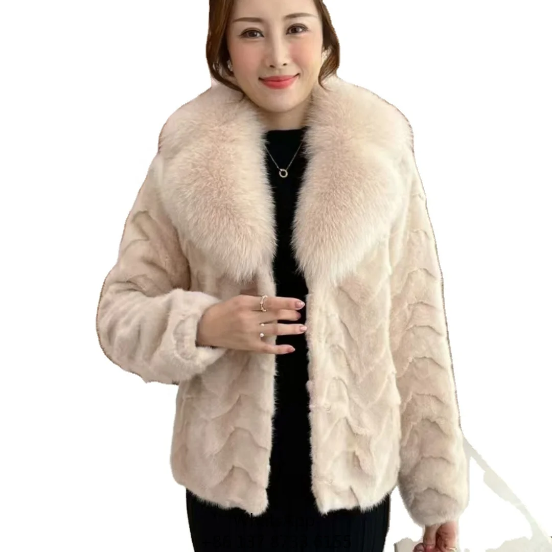 

Роскошная теплая комфортная куртка с воротником из лисьего меха и коротким пальто из меха норки для женщин