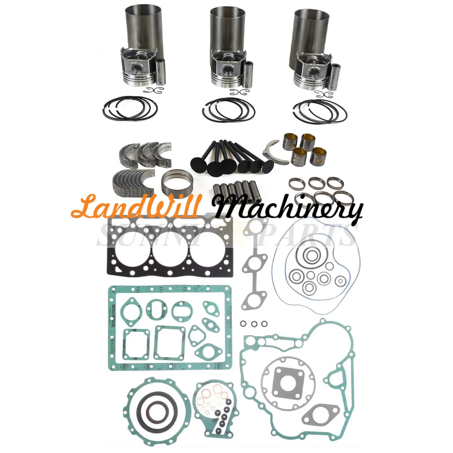 3 Cylinder Overhaul Rebuild Kit Fits For Kubota D1105 Engine