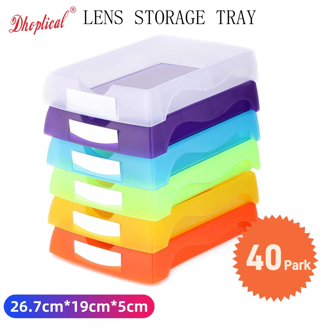 40Pcs Plastic Eyeglass Processing Turnover Box Stackable Multi Color Optical Lens Storage Tray Medical Drug Sorting Organizer