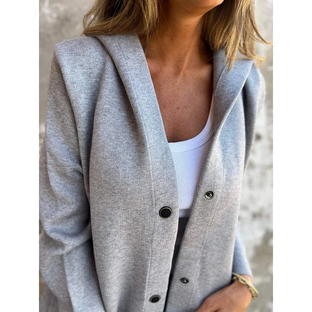 

Plus Size Women’s Casual Solid Autumn Winter Hooded Jacket Single-breasted Cardigan Keep Warm Long Sleeve Loose Fashion Jackets