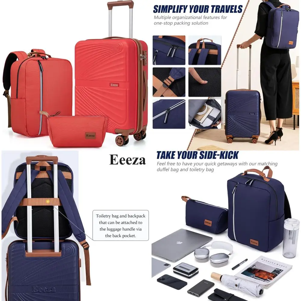 

ABS 3-Piece Hard Shell Luggage Set with Spinner Wheels, TSA Lock, and Carry-On Size (20 Inch) for Travel