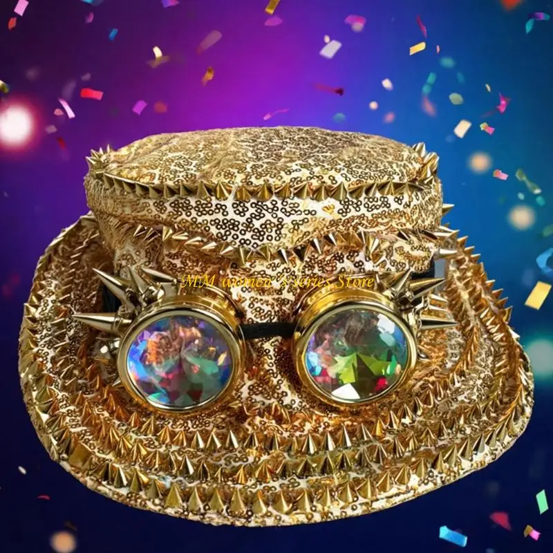 Q39C Decorative Club Hat with Glitter Finish for Dance Event Wear