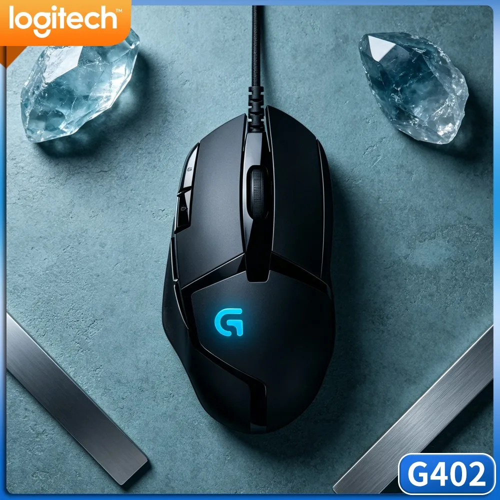 Logitech G402 Wired Gaming Mouse Delta‑Zero Optical Tracking Hardware Anti‑Slip Texture For Extended Computer Game Playing