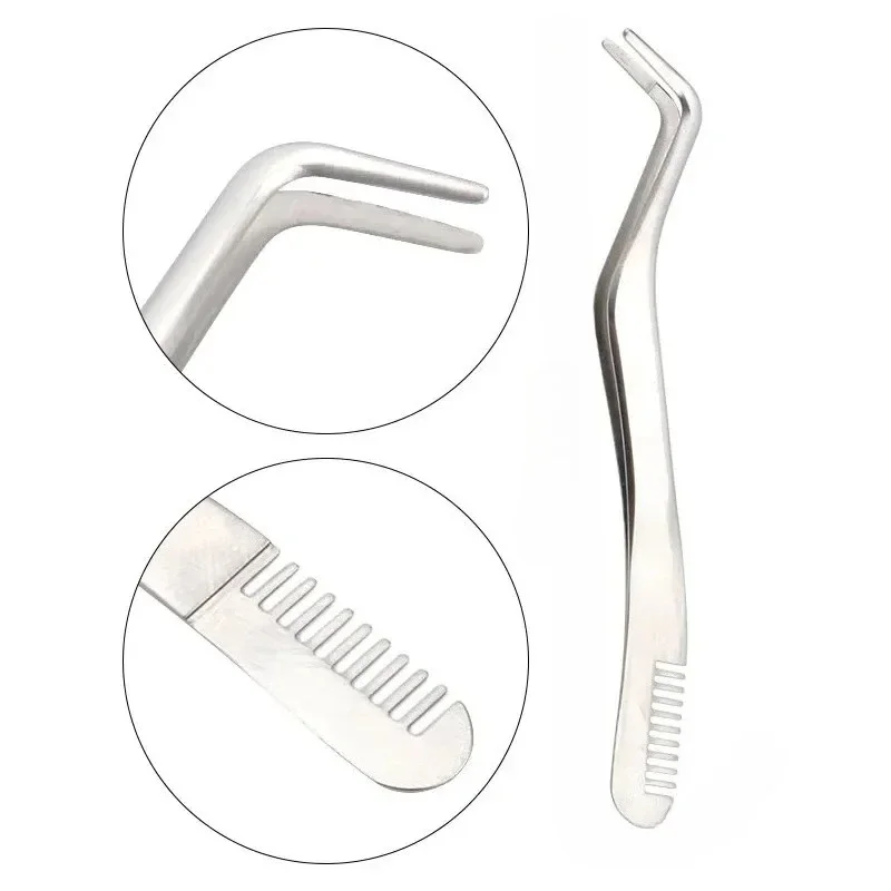 1 /3Pcs Eyelash Comb Tweezers  Anti-Static Stainless Non-Magnetic Steel Professional Volume 3D Lashes Extension Tweezers Tools