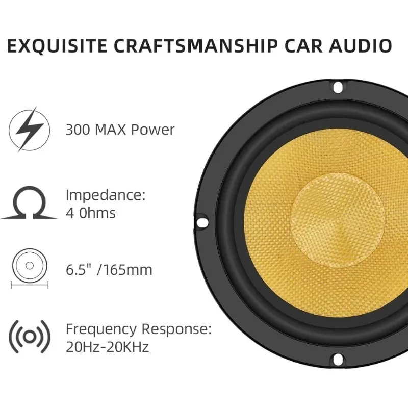 

2 Pcs 6.5 Inch Car Subwoofer 300W 4Ohm Hifi Midrange Woofer 스피커 Way High Power Glass Fiber Cone Powerful Bass For Car Truck Door