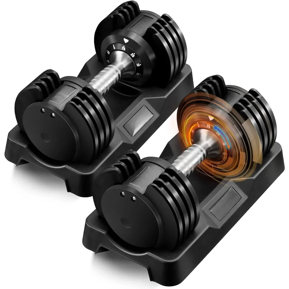 

Adjustable Dumbbell Set, 25lb/55lb Free Weight Set Pair Fast Adjust Dumbbell Weight for Exercises, for Men and Women Home